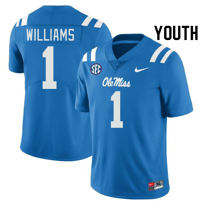 Youth #1 Ayden Williams Ole Miss Rebels College Football Jerseyes Stitched Sale-Powder Blue